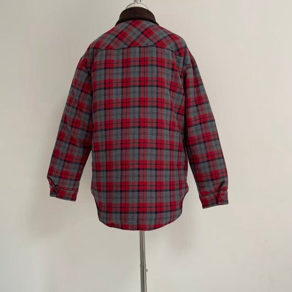 Medium-weight plaid down jacket - Picture 4 of 13